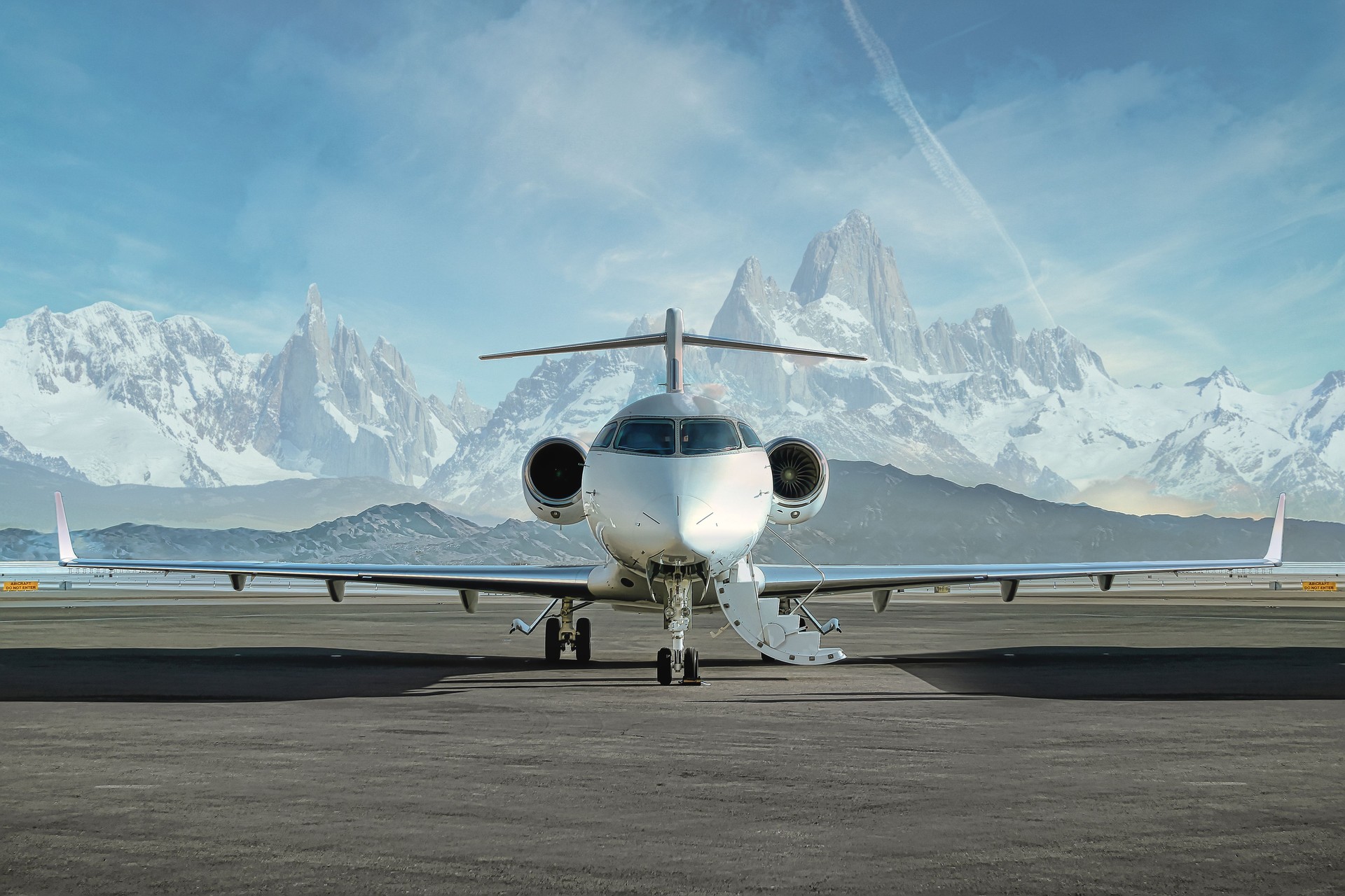 Private Jet waiting on runway
